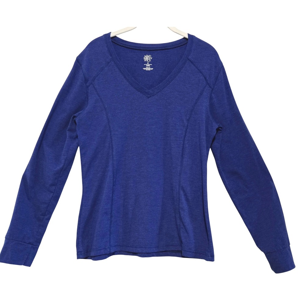Mind‎ Body Soul, Sapphire Blue, Cotton Blend, Yoga T-Shirt, Size XL